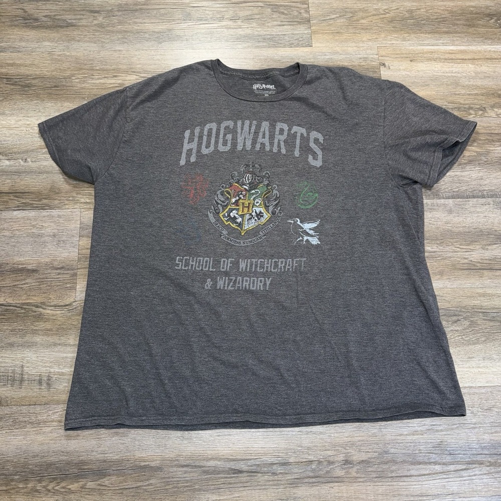 Harry Potter Hogwarts Shirt Mens 2X-Large Dark Heather Gray w/Graphic Print